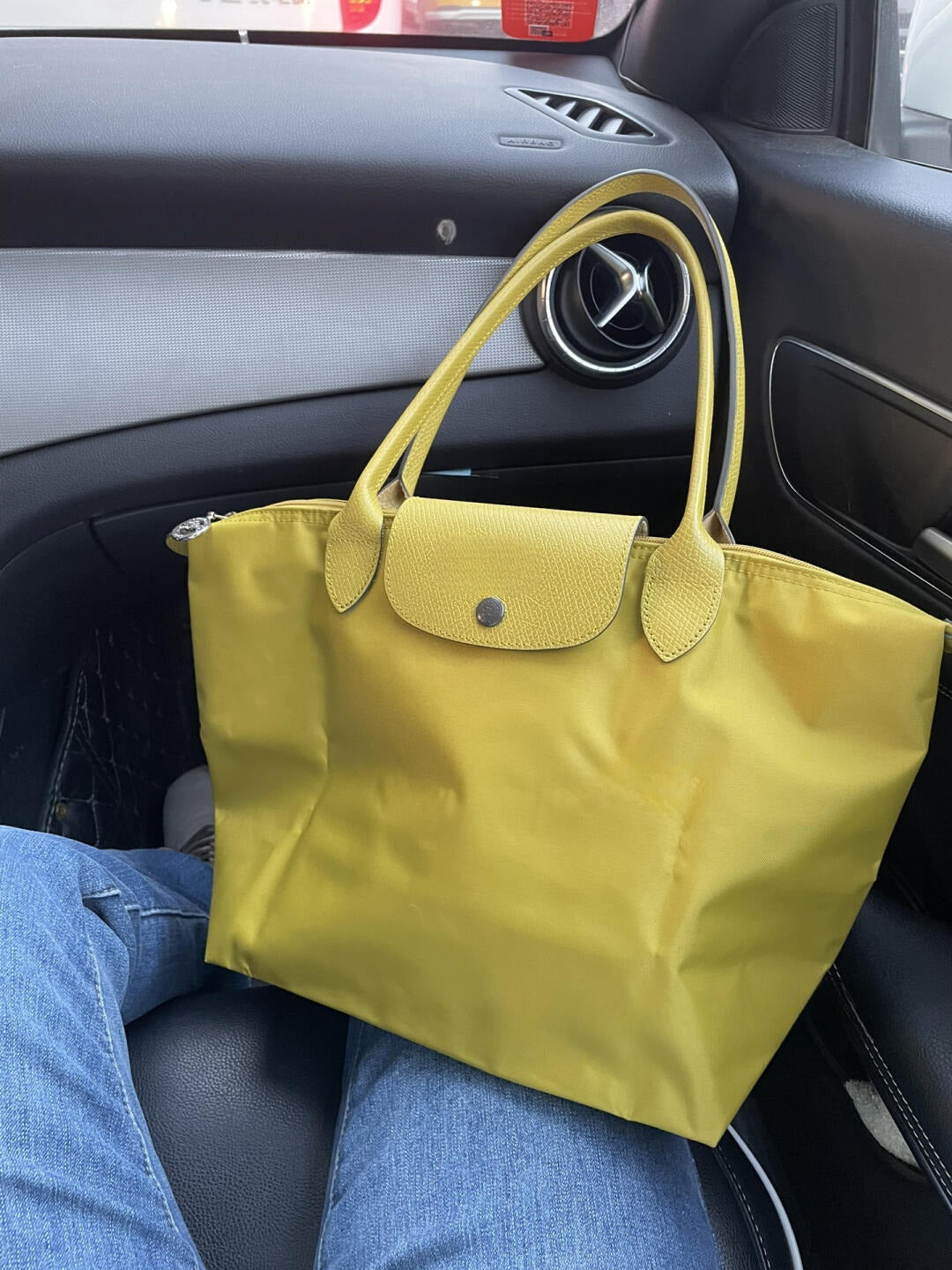 #576 Women's New Joker Nylon Jiaozi Handbag Embroidered Large Tote Waterproof Folding Shoulder Bag.