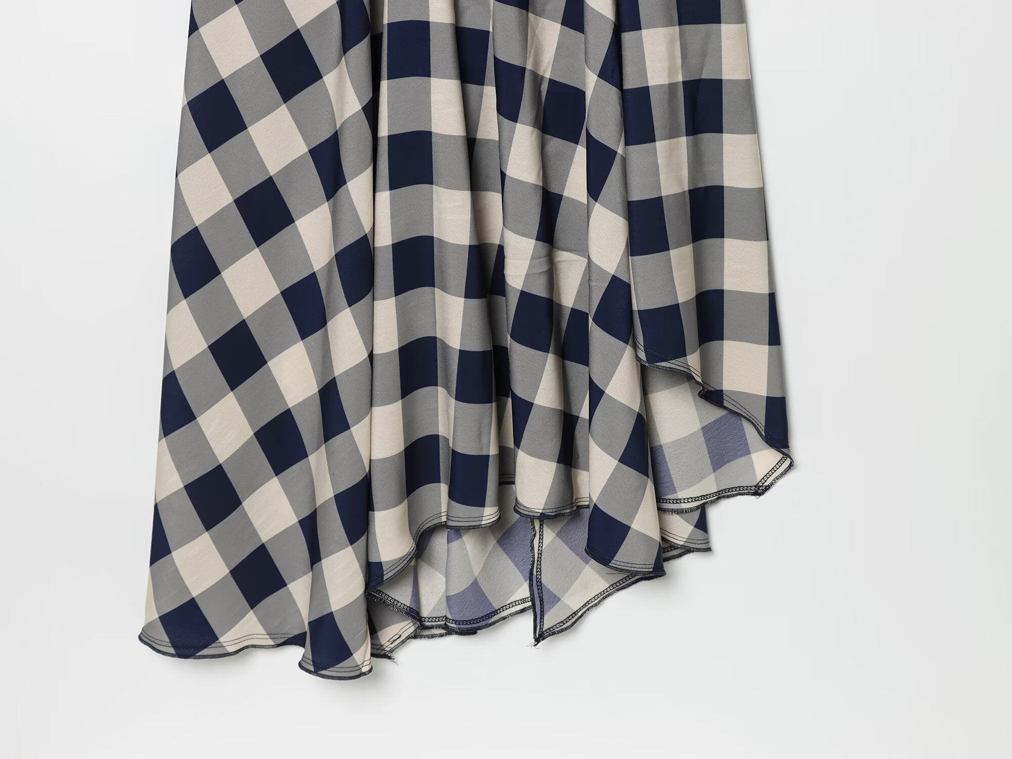Women's plaid hanging collar MIDI dress