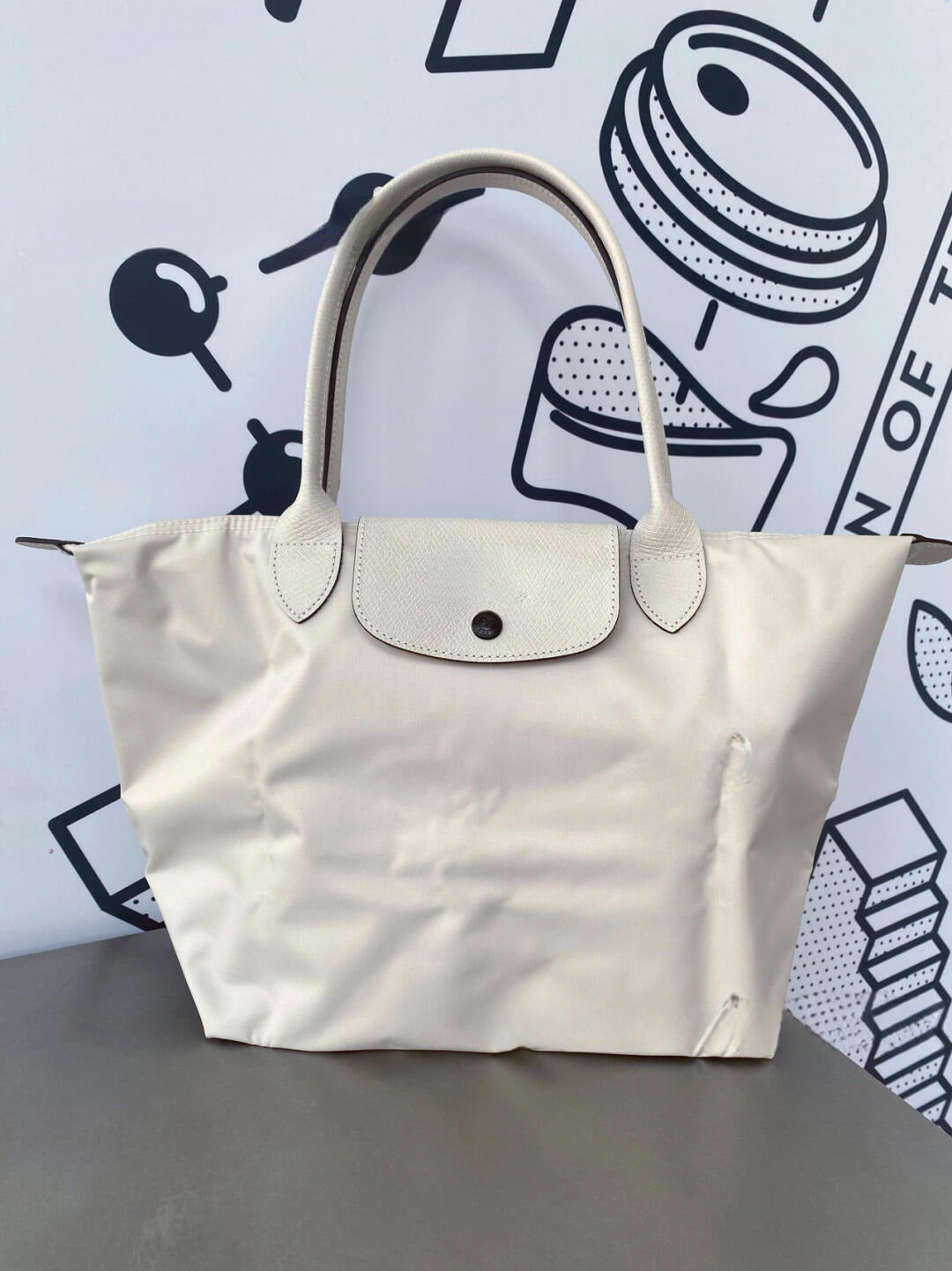 #576 Women's New Joker Nylon Jiaozi Handbag Embroidered Large Tote Waterproof Folding Shoulder Bag.