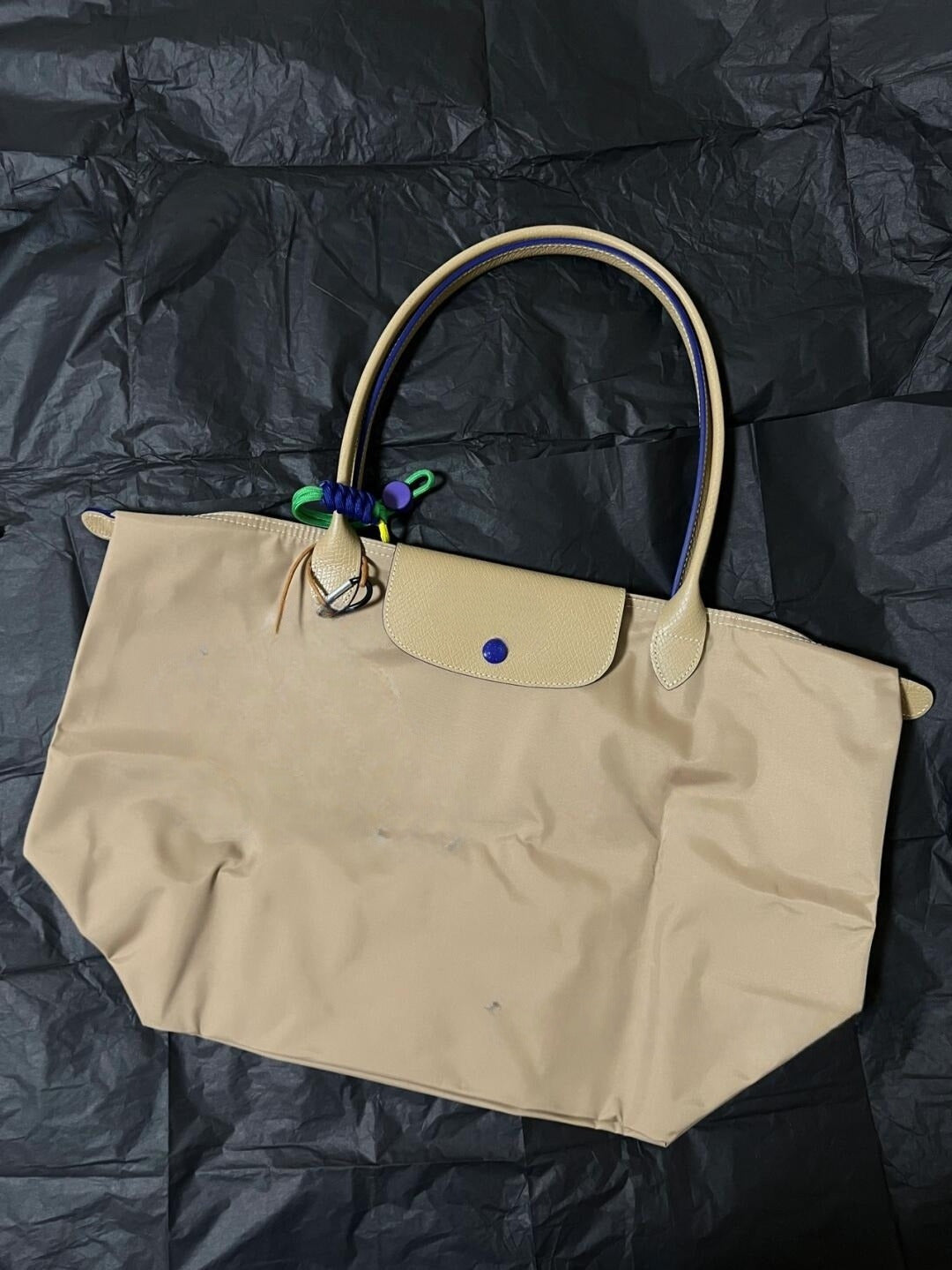 #576 Women's New Joker Nylon Jiaozi Handbag Embroidered Large Tote Waterproof Folding Shoulder Bag.