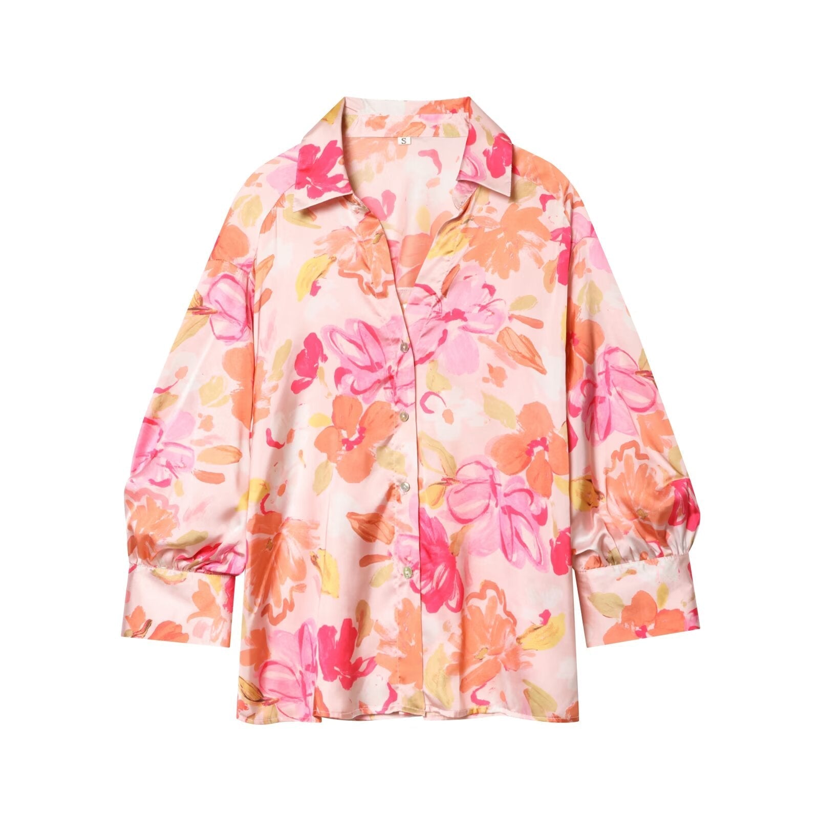 Women's satin textured floral printed shirt