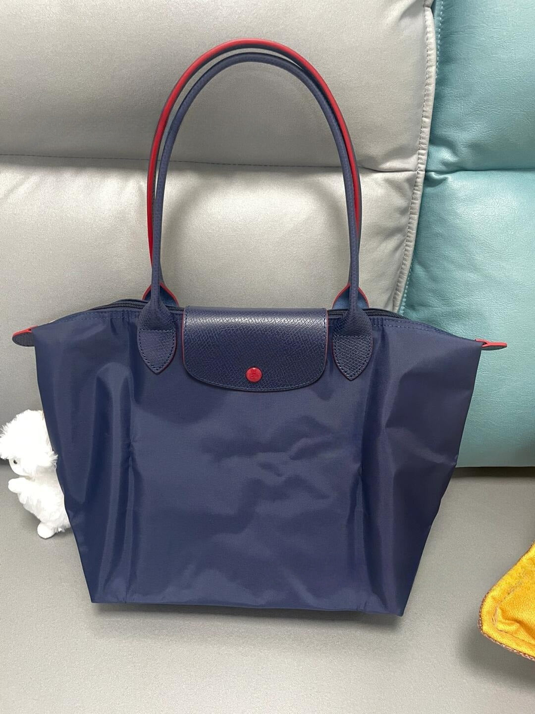 #576 Women's New Joker Nylon Jiaozi Handbag Embroidered Large Tote Waterproof Folding Shoulder Bag.