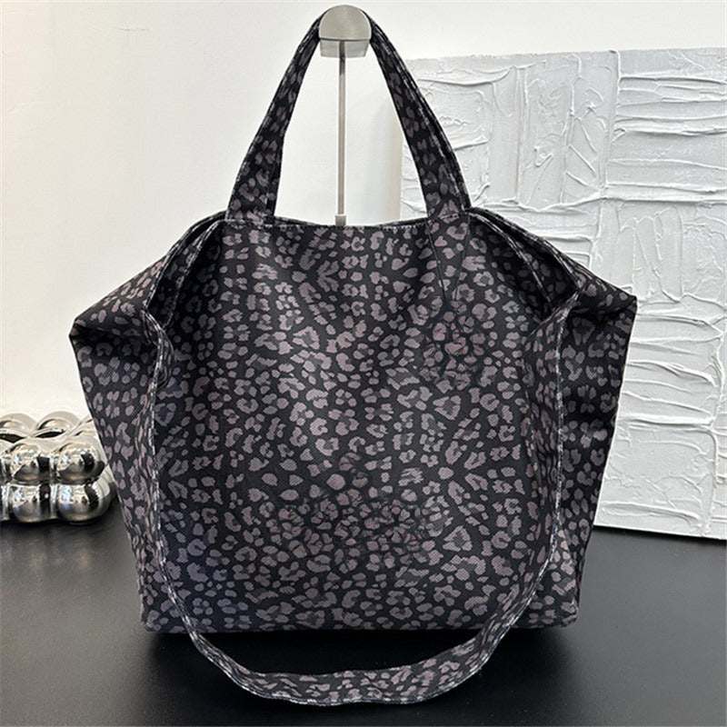 #298 Women's new fashion canvas bag retro Leopard large-capacity shoulder bag