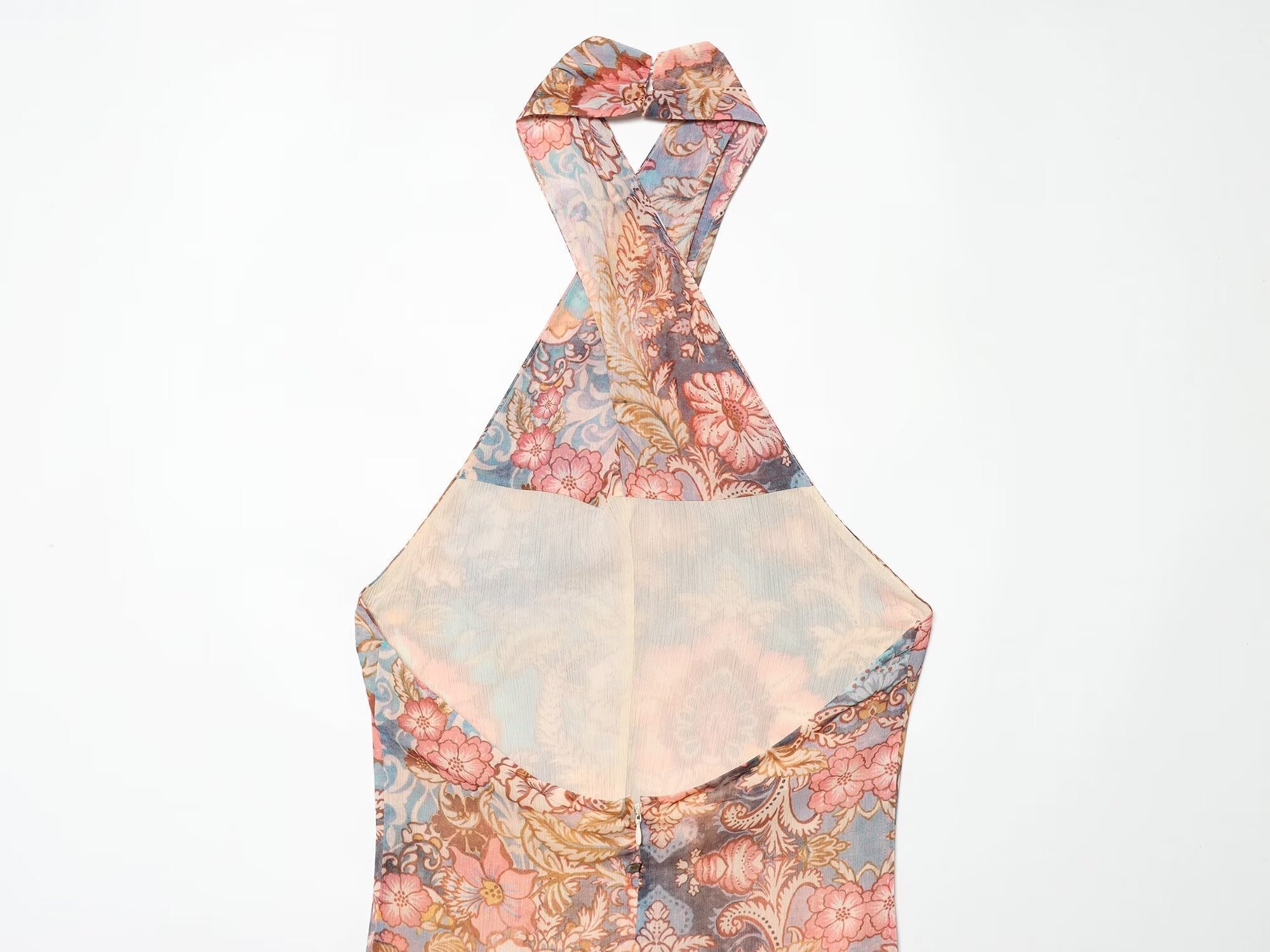 Women's chiffon printed halter neck dress