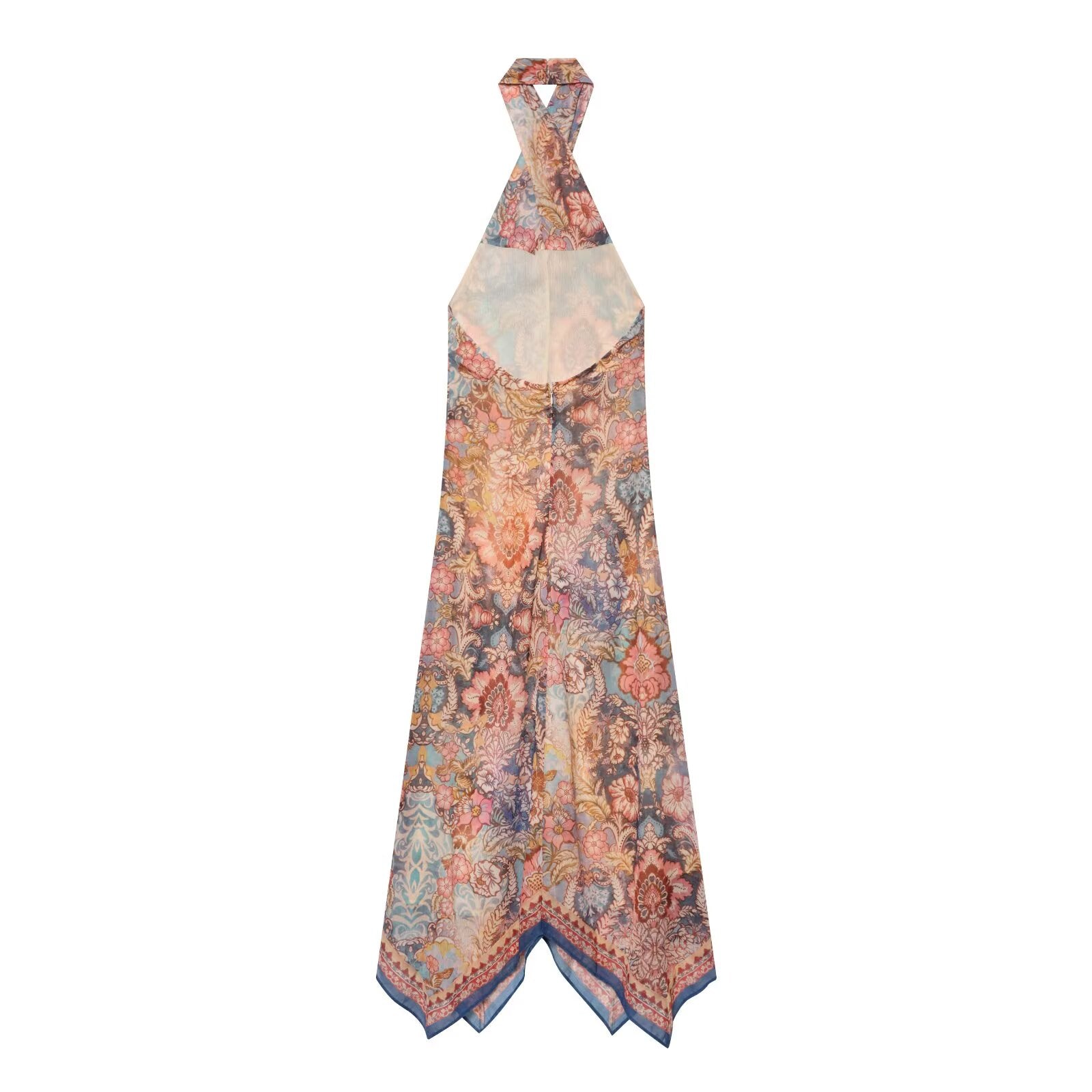 Women's chiffon printed halter neck dress