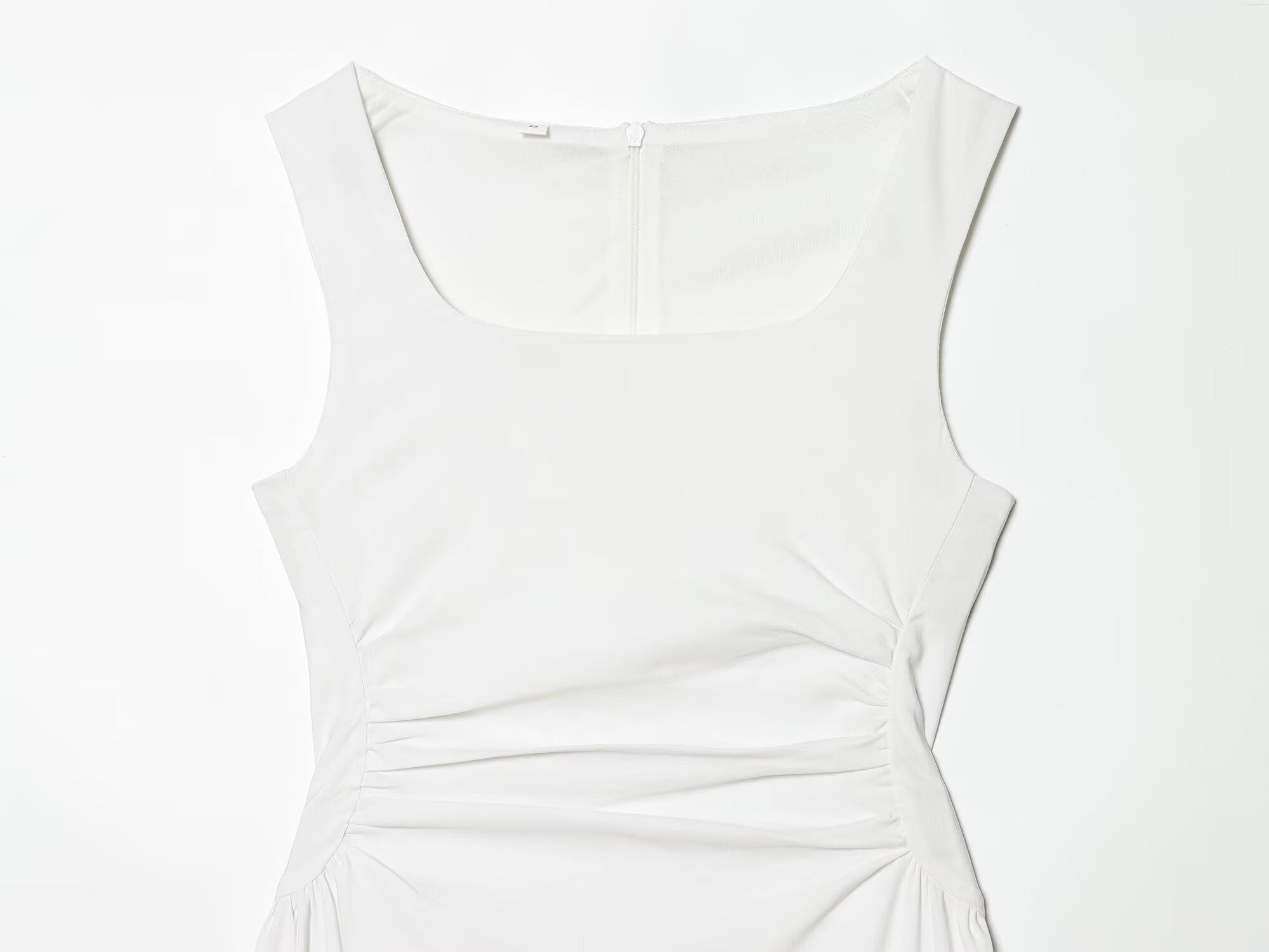 Women's U-neck pleated waist MIDI dress