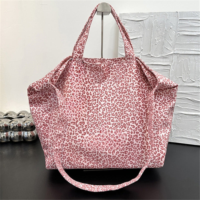 #298 Women's new fashion canvas bag retro Leopard large-capacity shoulder bag