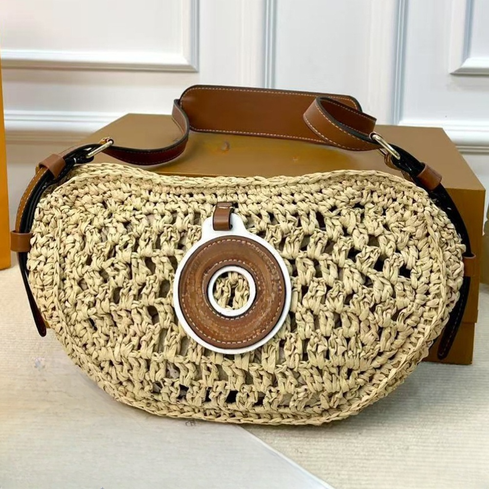 #278 Women's new woven messenger bag straw hollow shoulder bag