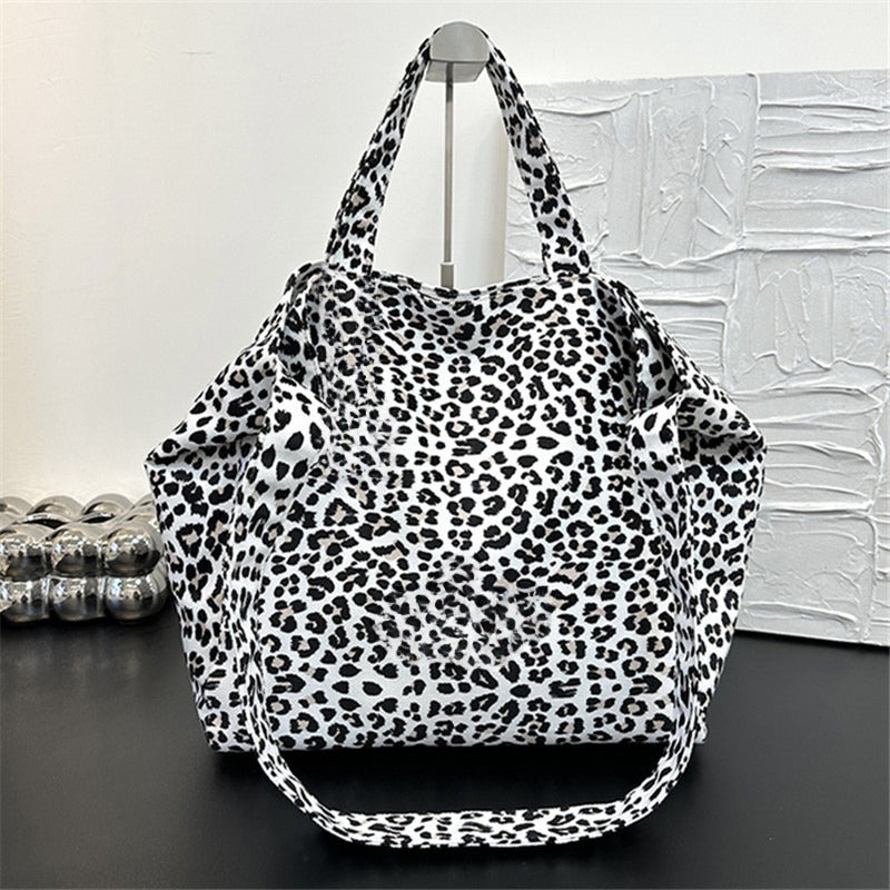 #298 Women's new fashion canvas bag retro Leopard large-capacity shoulder bag
