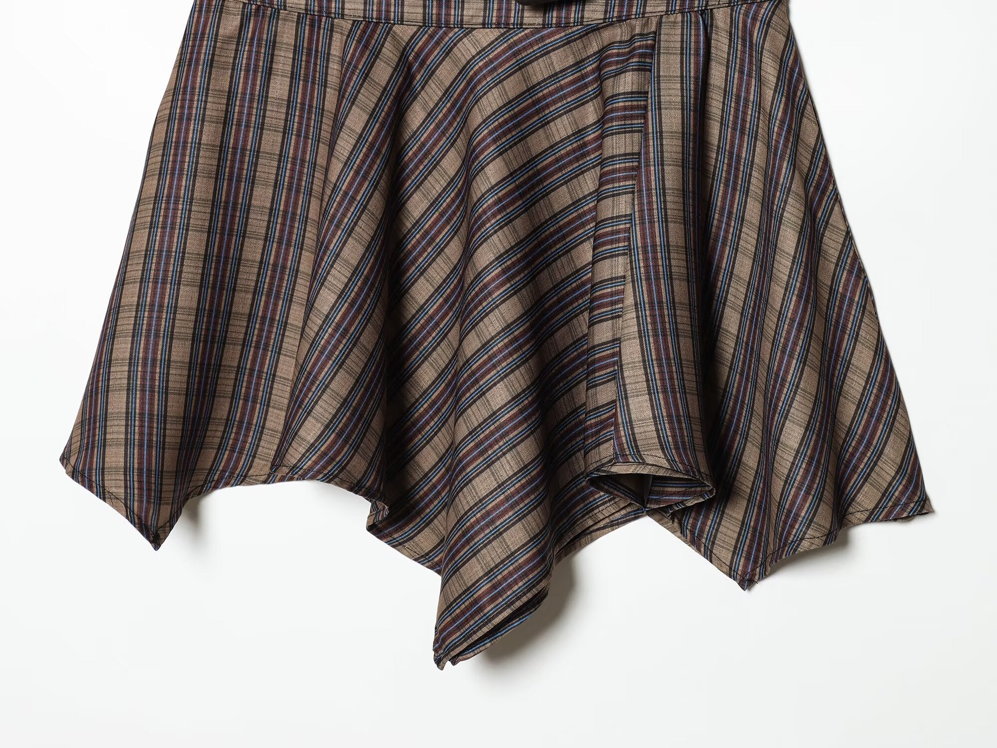 Women's straps decorative casual plaid mini skirt