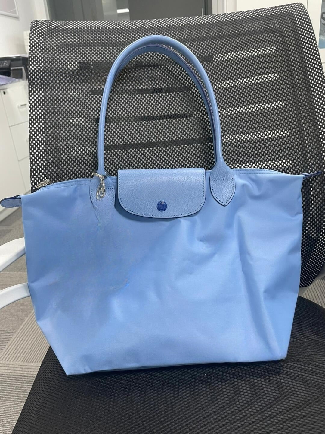 #576 Women's New Joker Nylon Jiaozi Handbag Embroidered Large Tote Waterproof Folding Shoulder Bag.