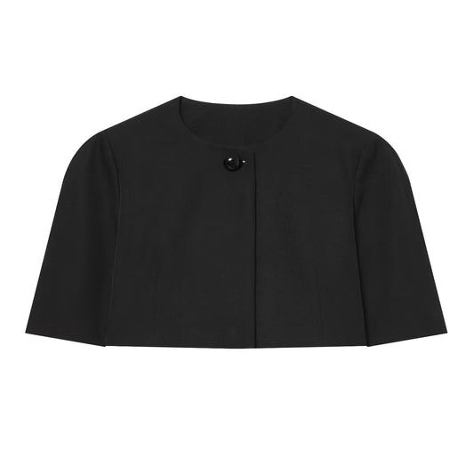 Women's black short one button Blazer Coat