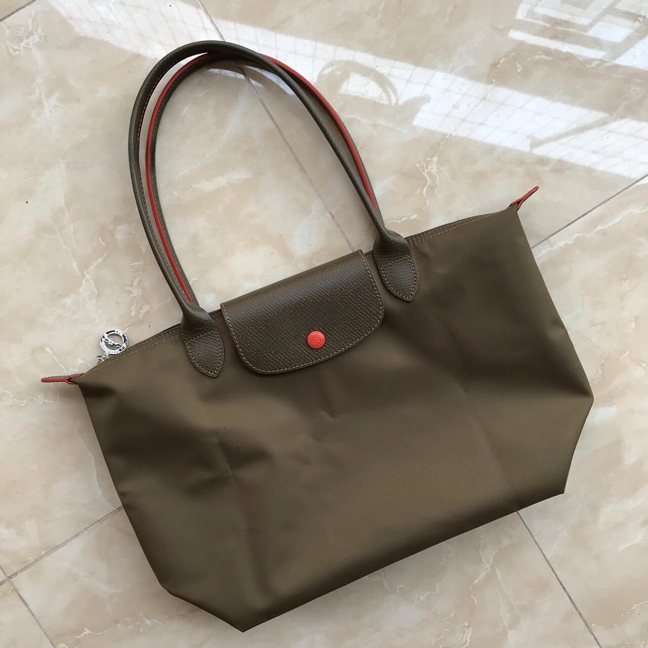 #576 Women's New Joker Nylon Jiaozi Handbag Embroidered Large Tote Waterproof Folding Shoulder Bag.