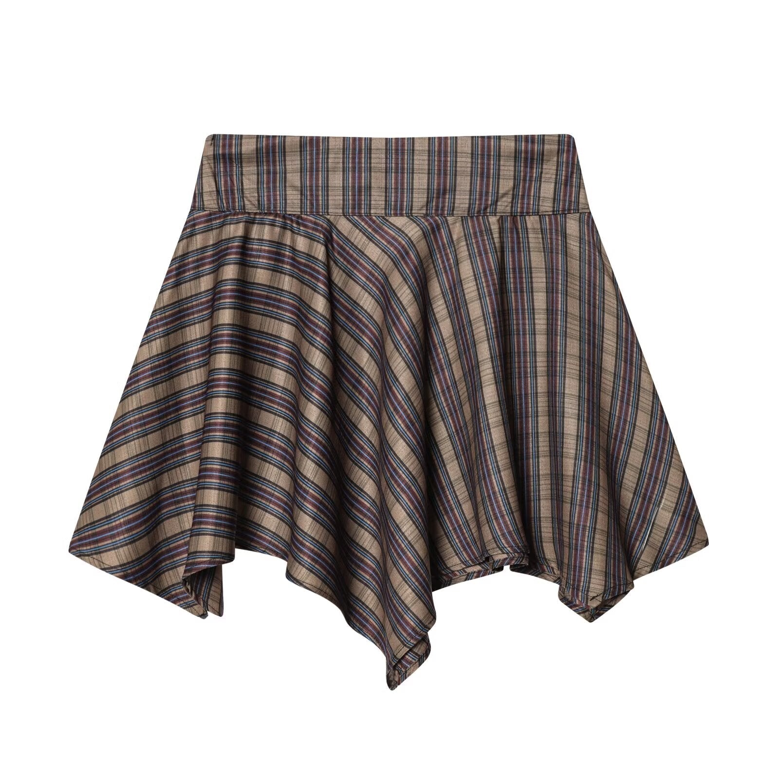 Women's straps decorative casual plaid mini skirt
