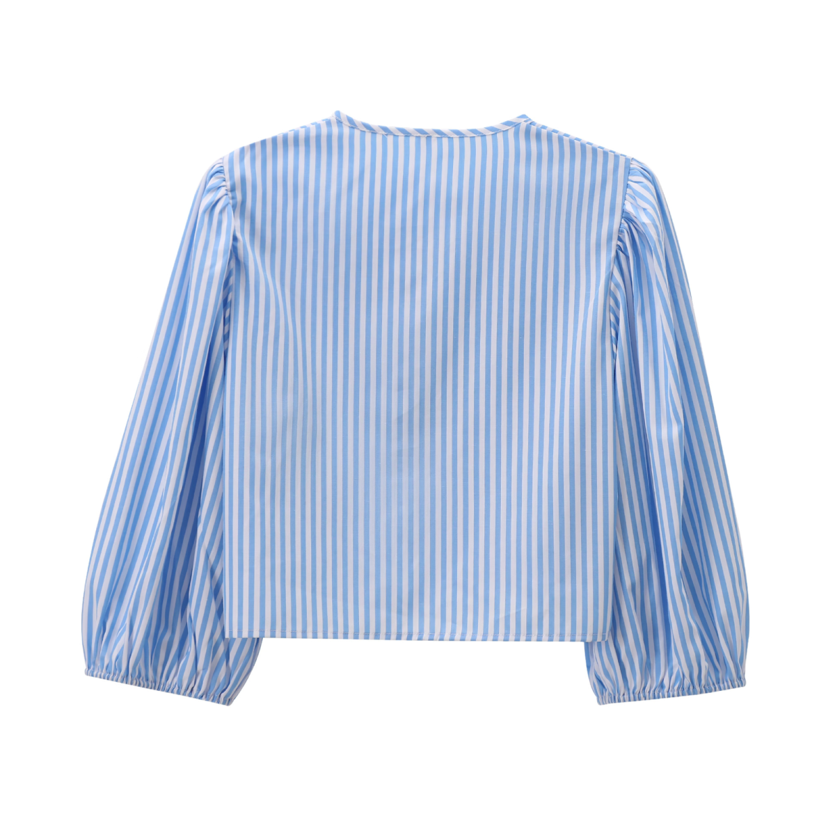 Women's bow decoration short striped shirt