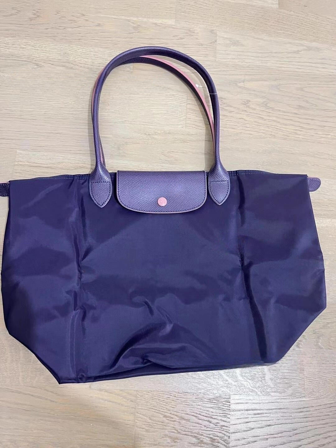 #576 Women's New Joker Nylon Jiaozi Handbag Embroidered Large Tote Waterproof Folding Shoulder Bag.