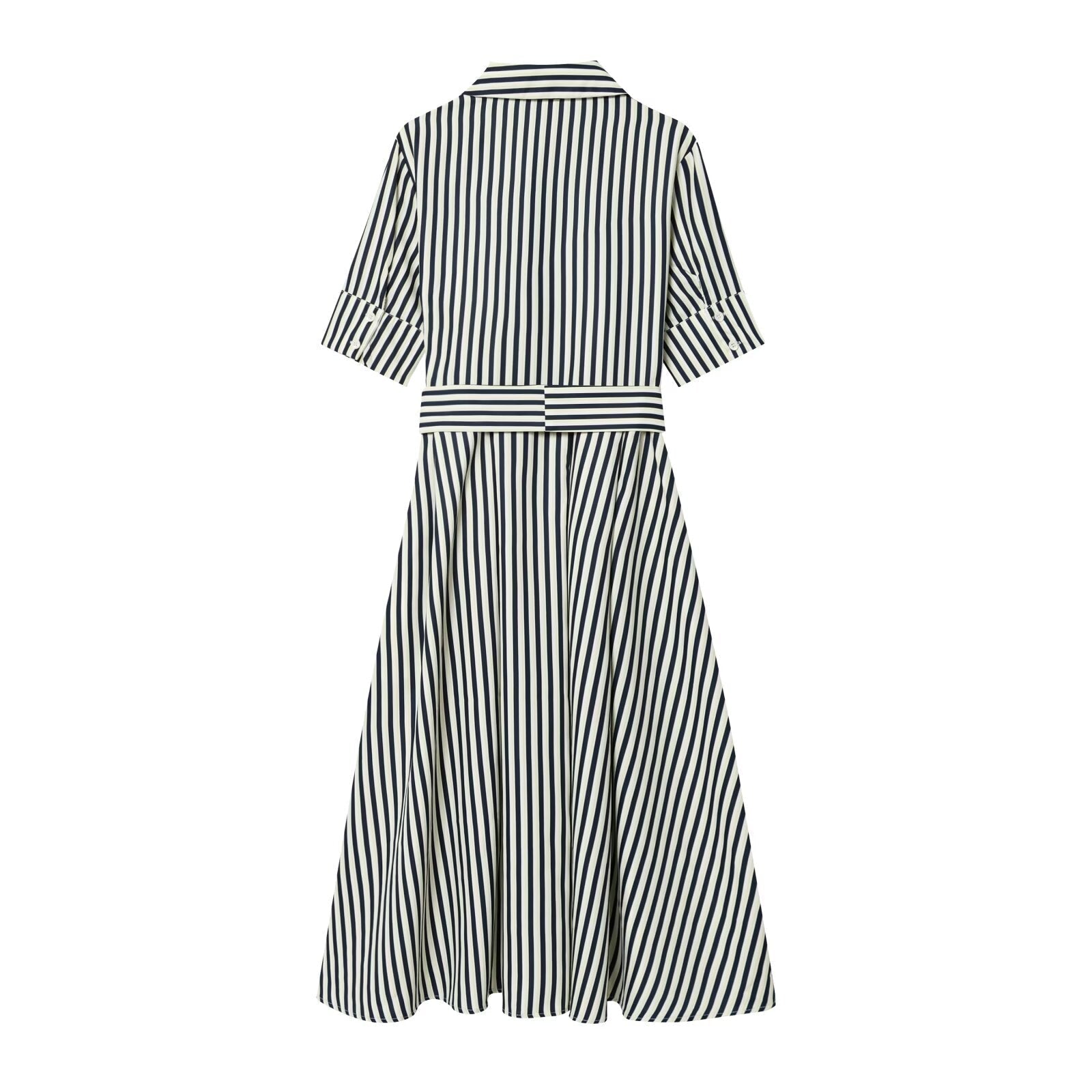 Women's with Belt shirt style poplin striped dress