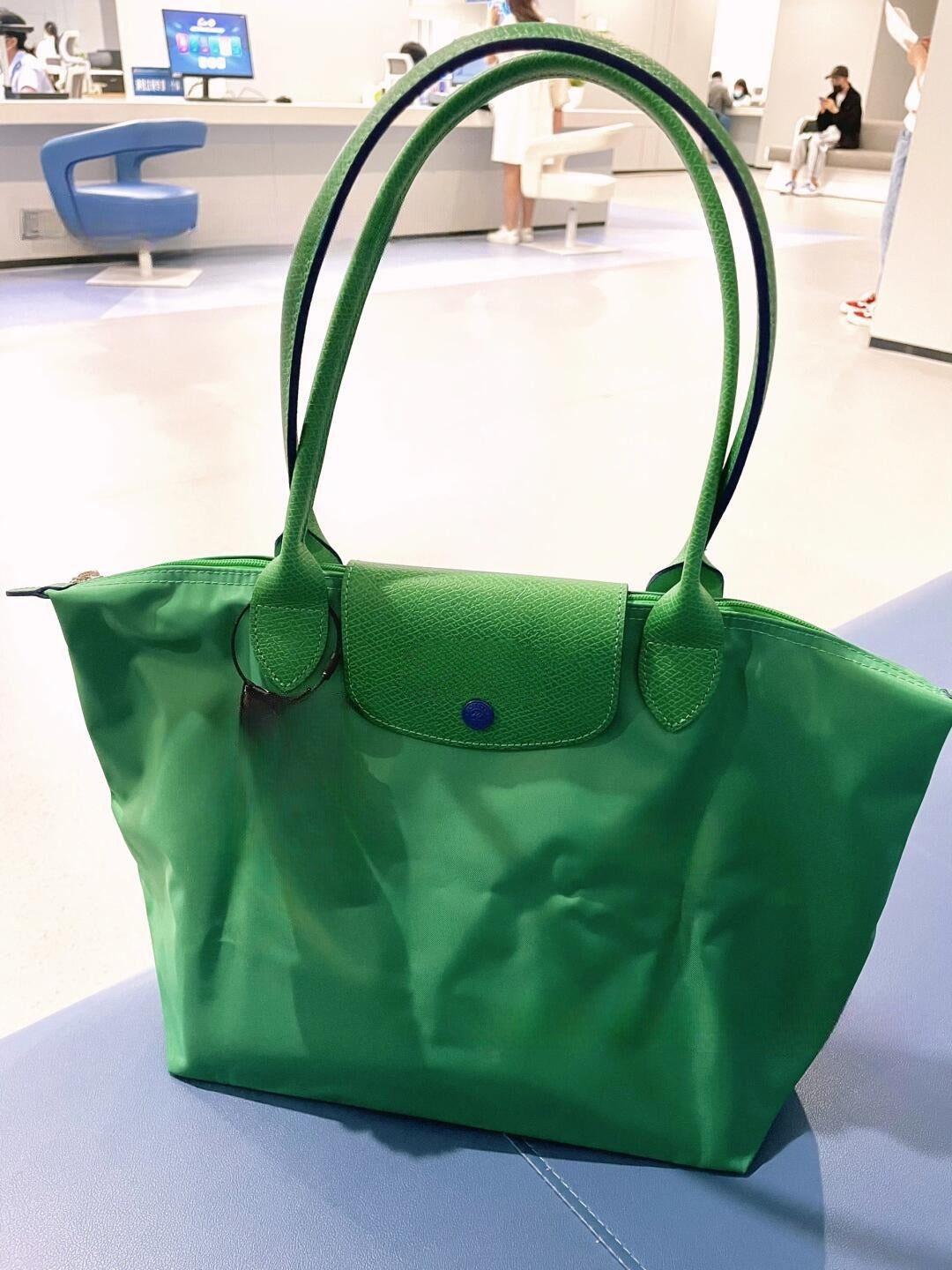 #576 Women's New Joker Nylon Jiaozi Handbag Embroidered Large Tote Waterproof Folding Shoulder Bag.