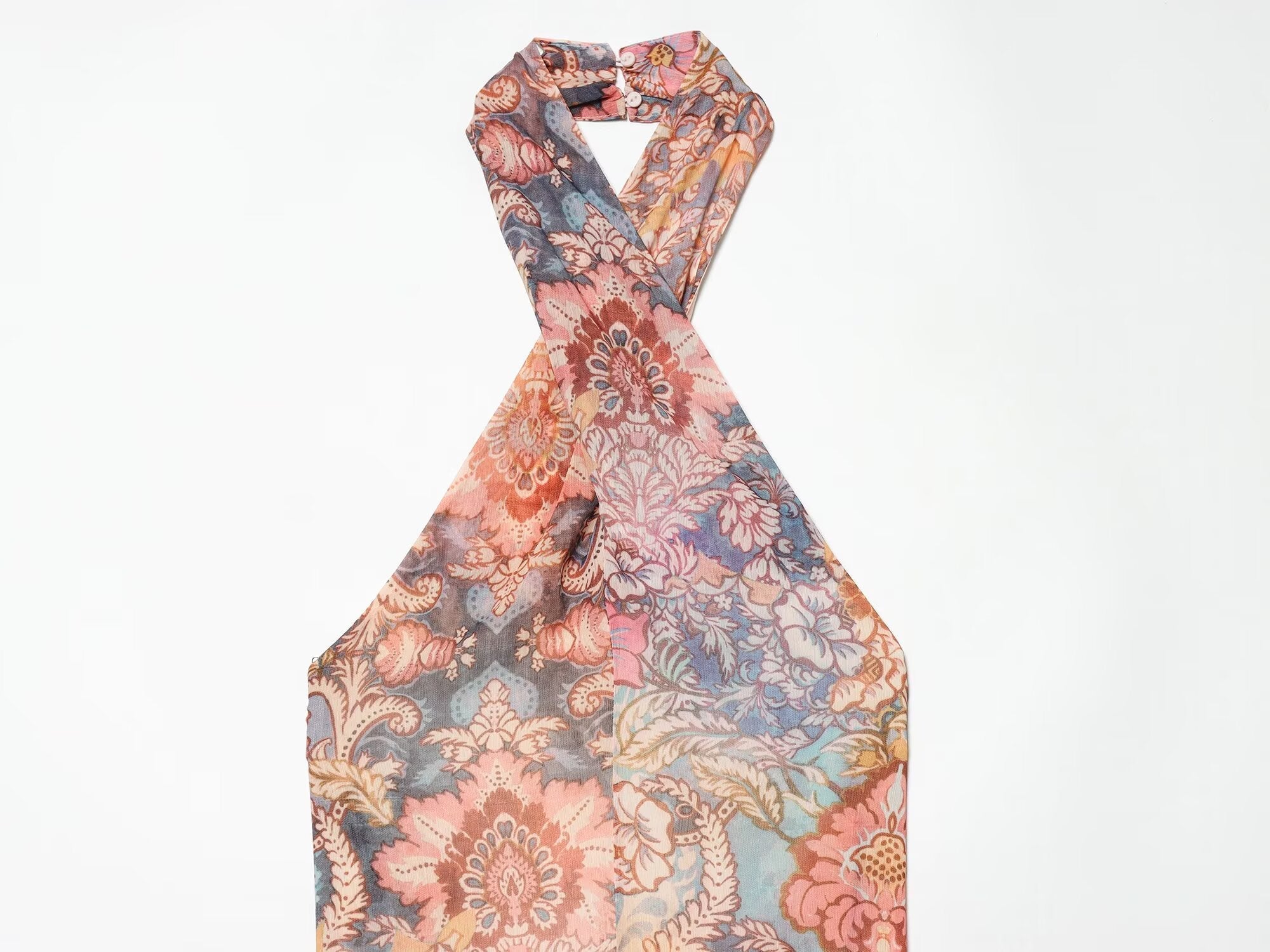Women's chiffon printed halter neck dress