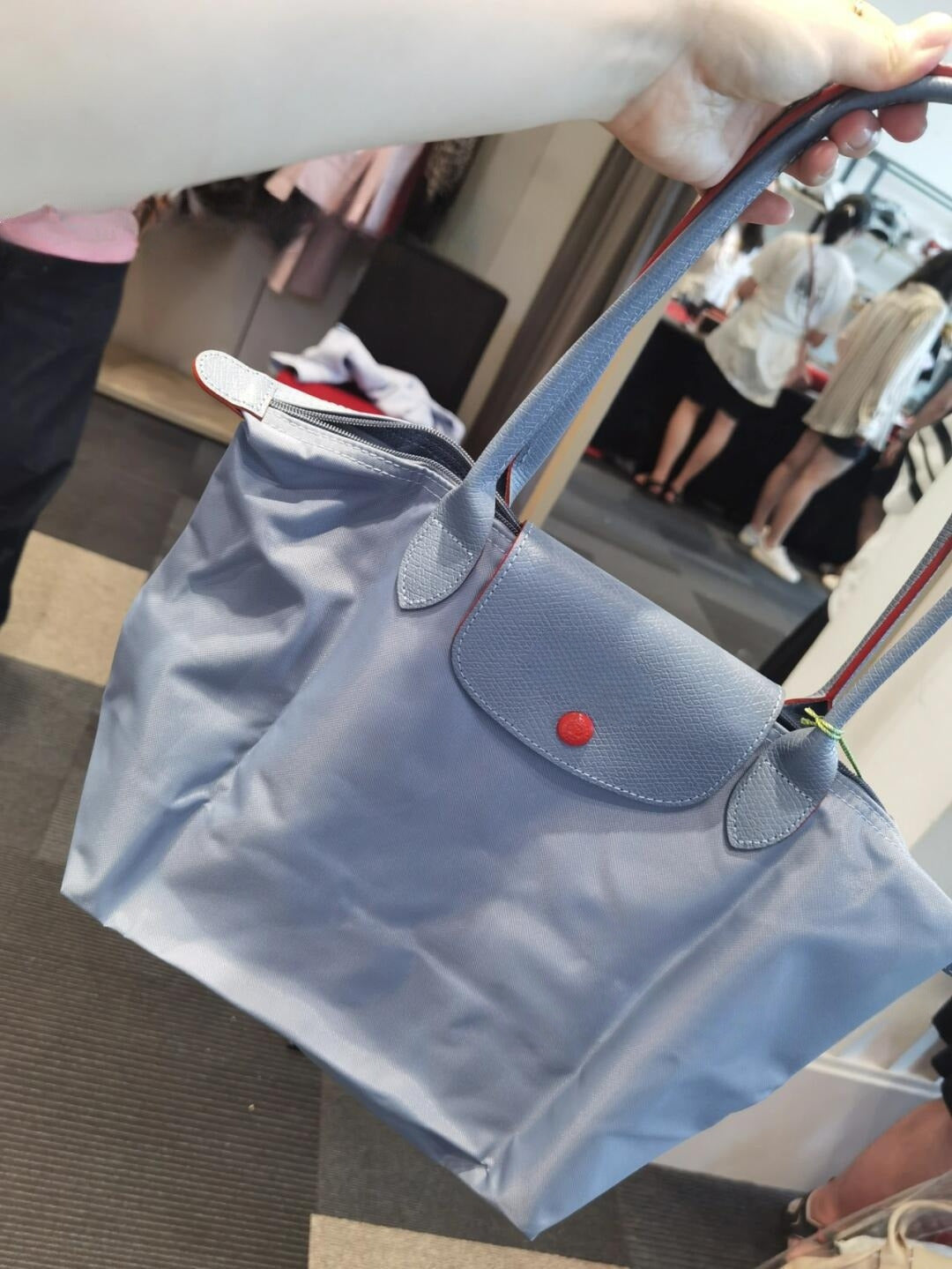 #576 Women's New Joker Nylon Jiaozi Handbag Embroidered Large Tote Waterproof Folding Shoulder Bag.