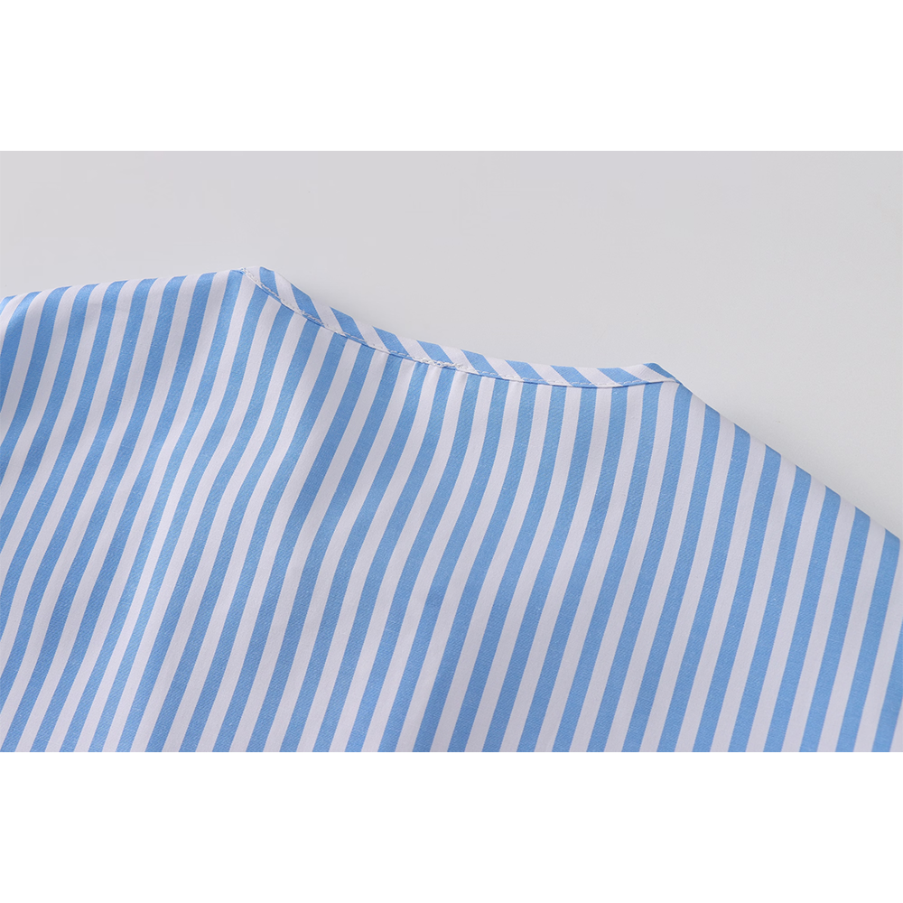 Women's bow decoration short striped shirt